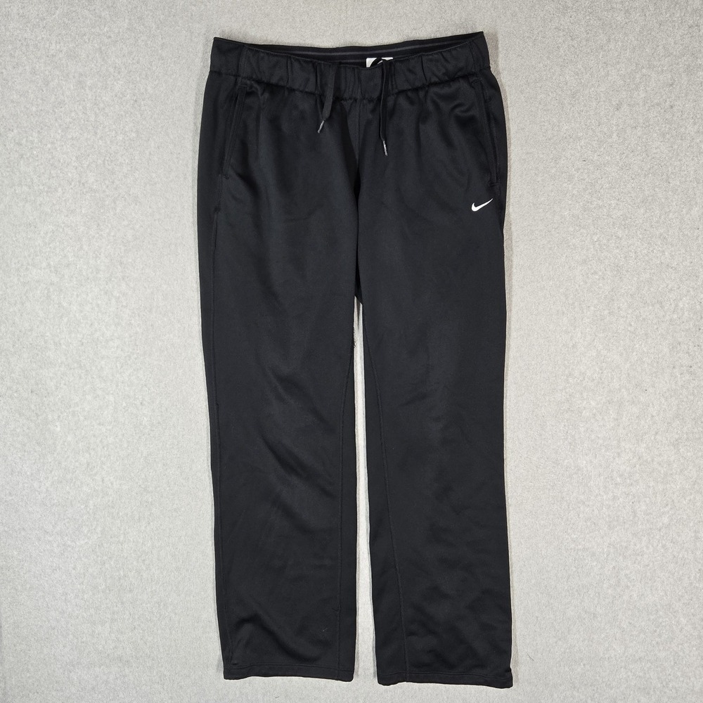 Nike Men Activewear Pants M Black Track Mini Swoosh DRI-FIT Logo 29" Inseam